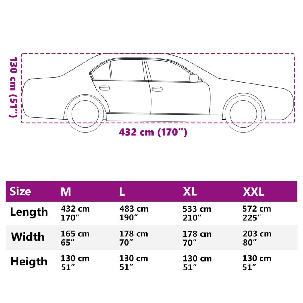 vidaXL Housse de voiture berline avec sangles à boucle complète M