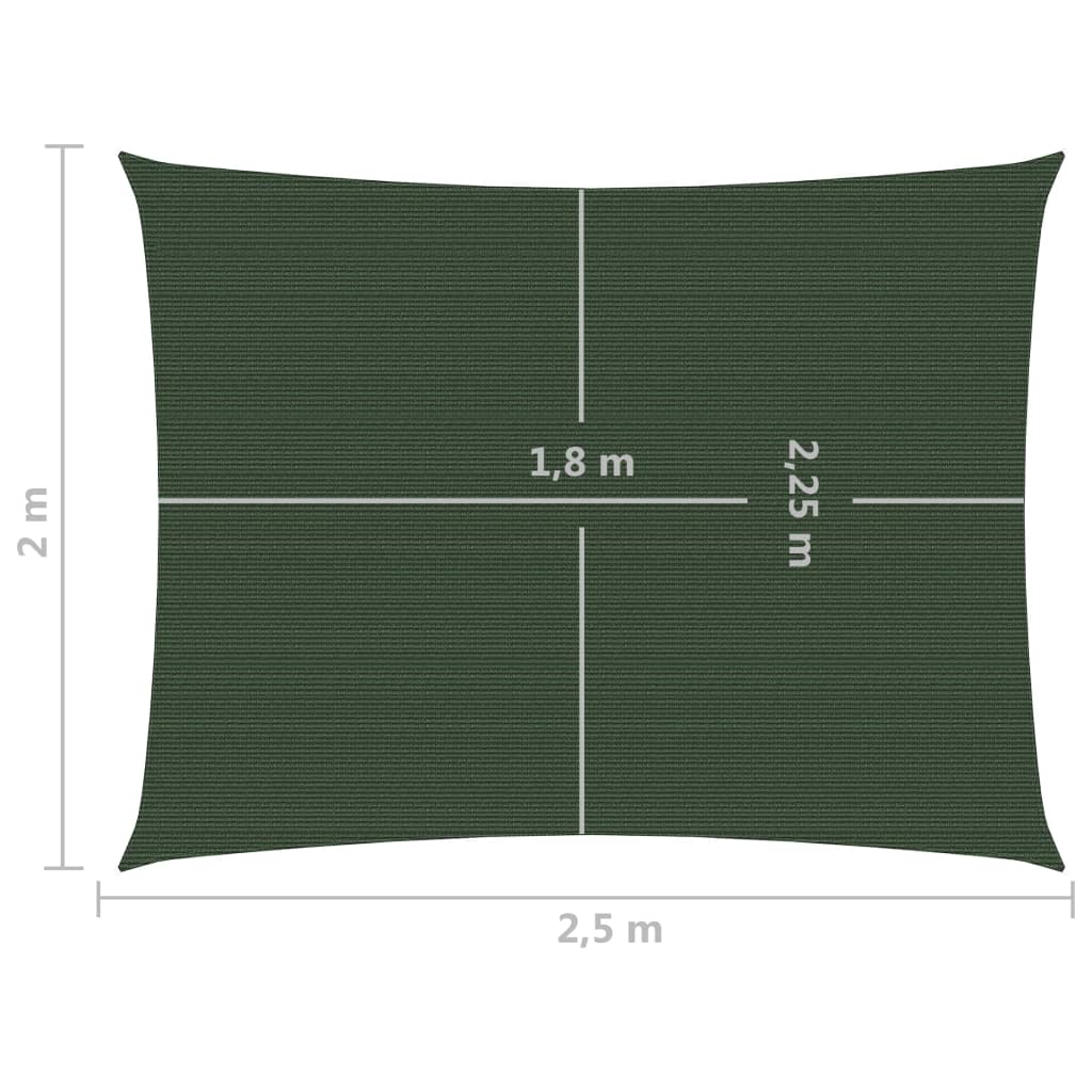 vidaXL Voile d'ombrage 160 g/m² Vert foncé 2x2,5 m PEHD