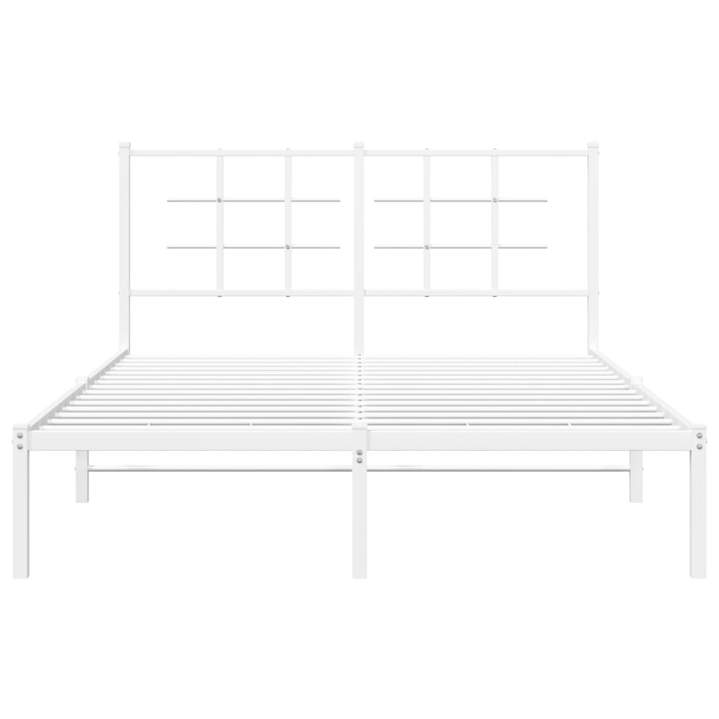 vidaXL Cadre de lit métal sans matelas et tête de lit blanc 135x190 cm