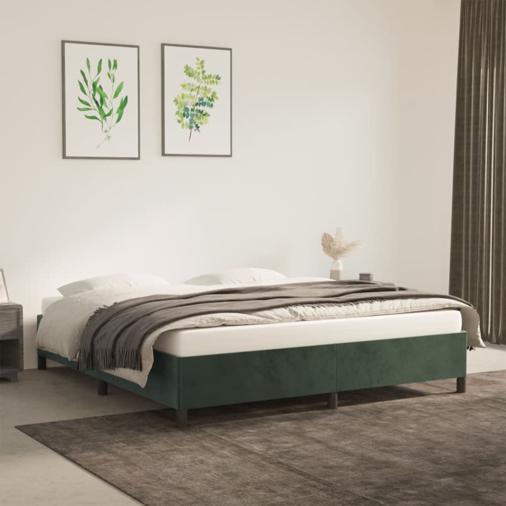 vidaXL Cadre de lit sans matelas vert foncé 160x200 cm velours