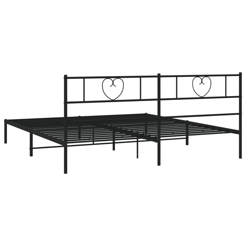 vidaXL Cadre de lit métal sans matelas avec tête de lit noir 193x203cm