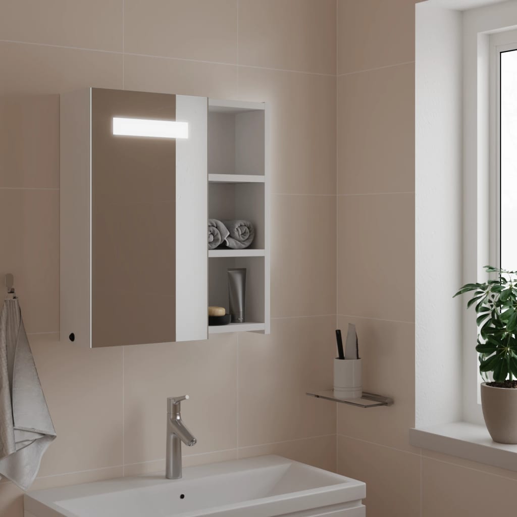 vidaXL Armoire de salle de bain à miroir avec LED blanc 45x13x52 cm