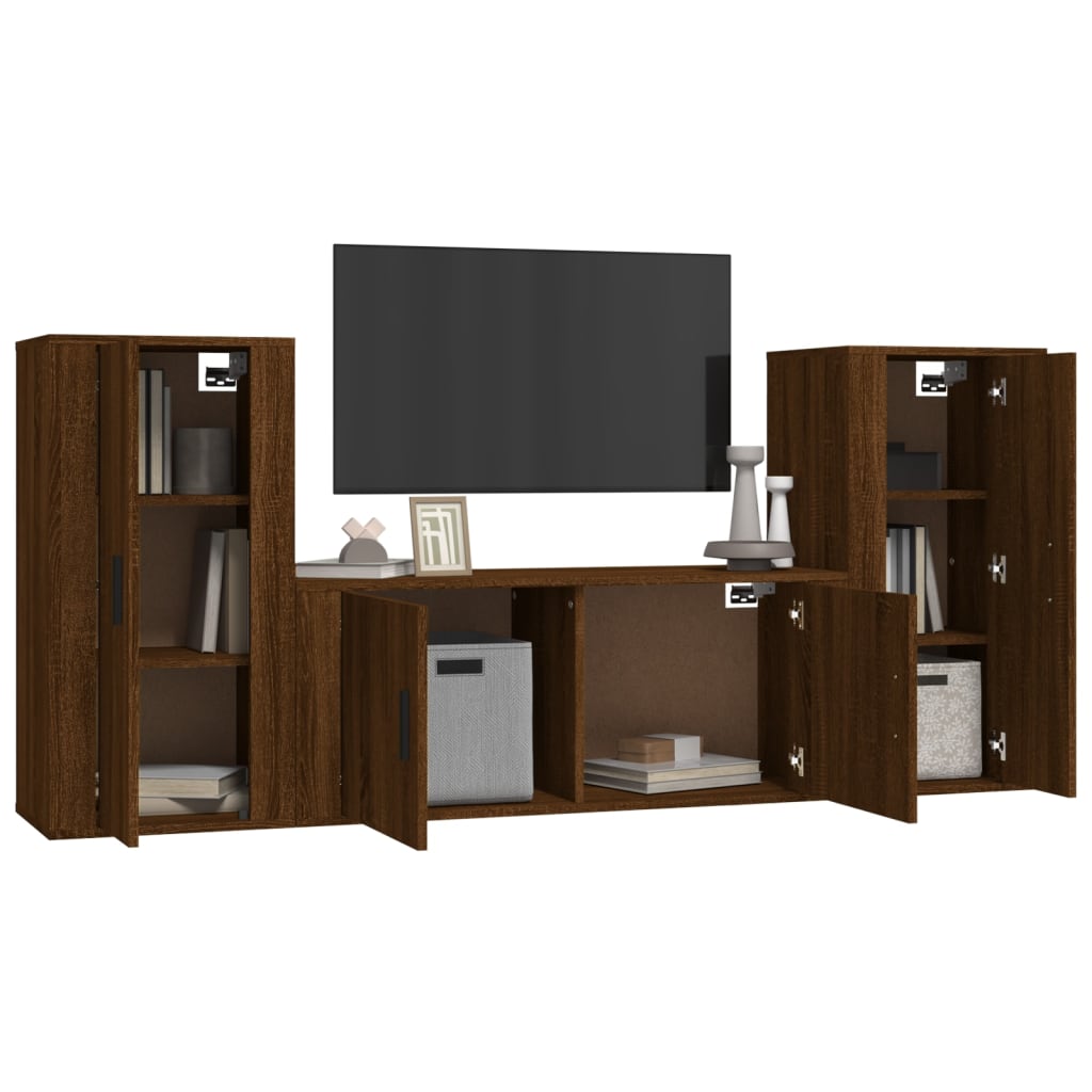 vidaXL Ensemble de meubles TV 3 pcs Chêne marron Bois d'ingénierie