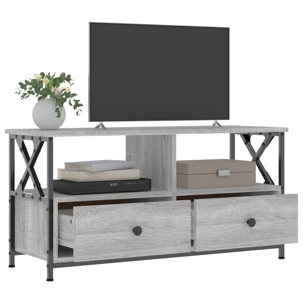 vidaXL Meuble TV sonoma gris 90x33x45 cm bois d'ingénierie et fer