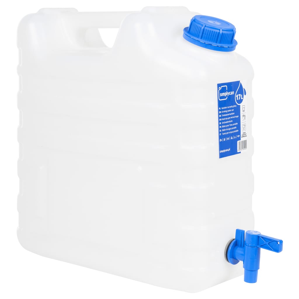 vidaXL Réservoir d'eau avec robinet transparent 17 L plastique