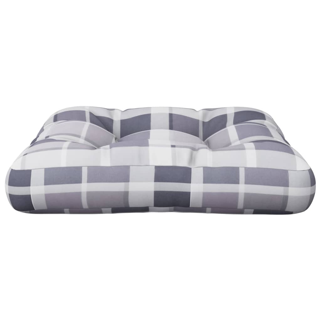 vidaXL Coussin de palette motif à carreaux gris tissu