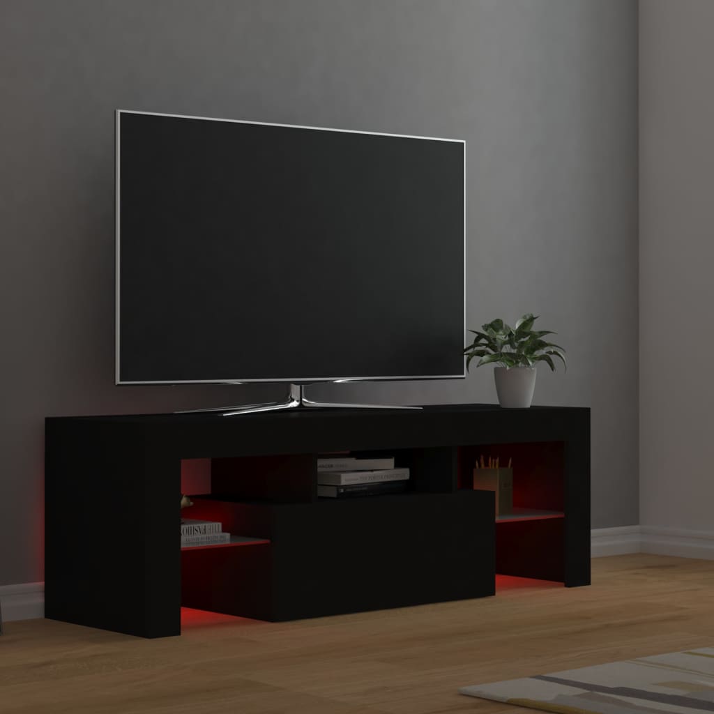 vidaXL Meuble TV avec lumières LED noir 120x35x40 cm