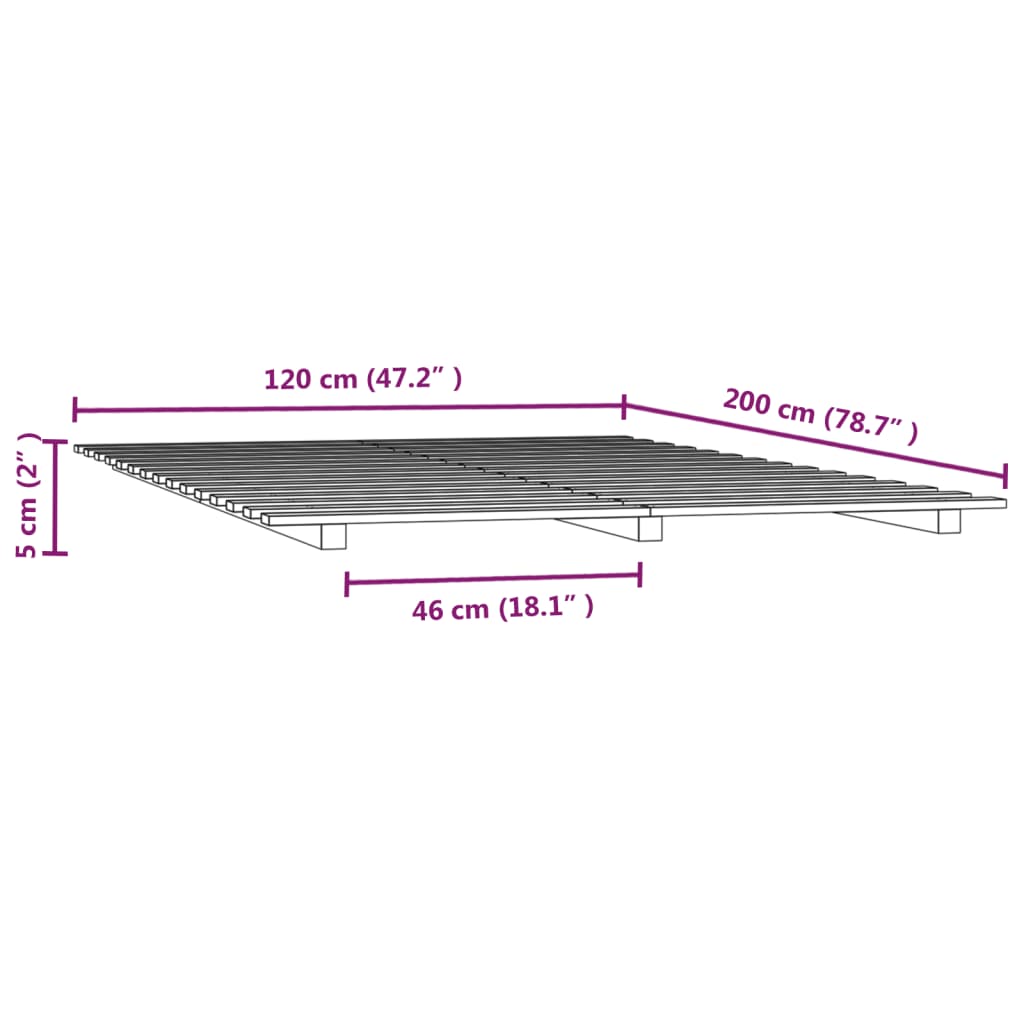 vidaXL Cadre de lit sans matelas marron miel 120x200 cm pin massif