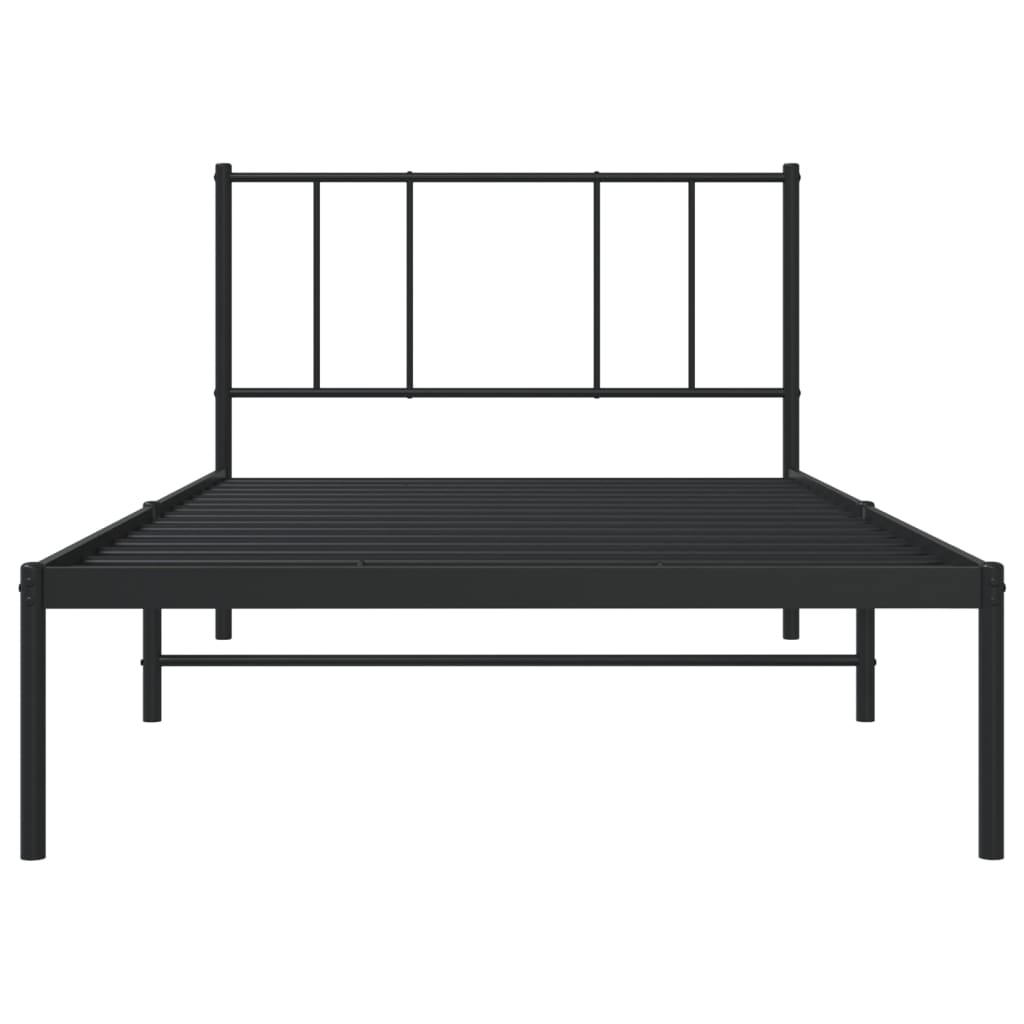 vidaXL Cadre de lit métal sans matelas avec tête de lit noir 107x203cm