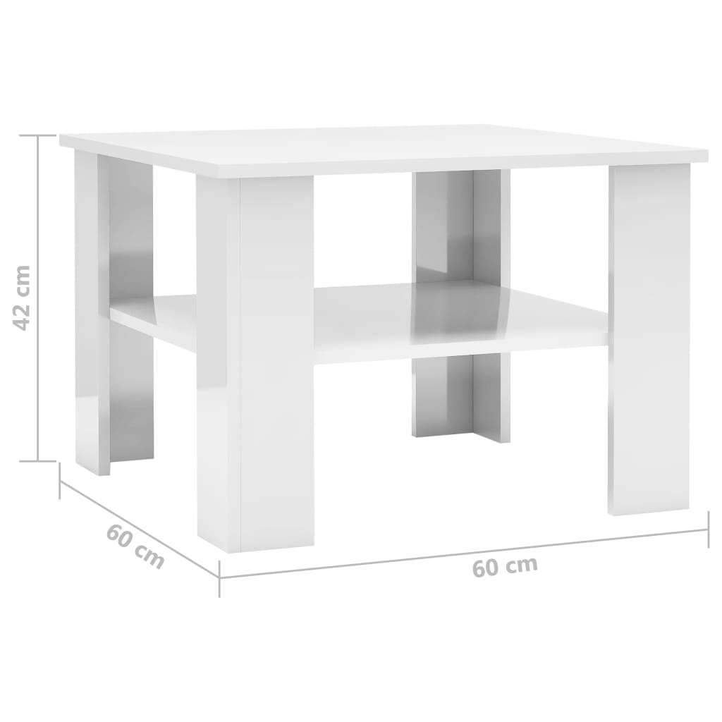 vidaXL Table basse Blanc brillant 60 x 60 x 42 cm Aggloméré
