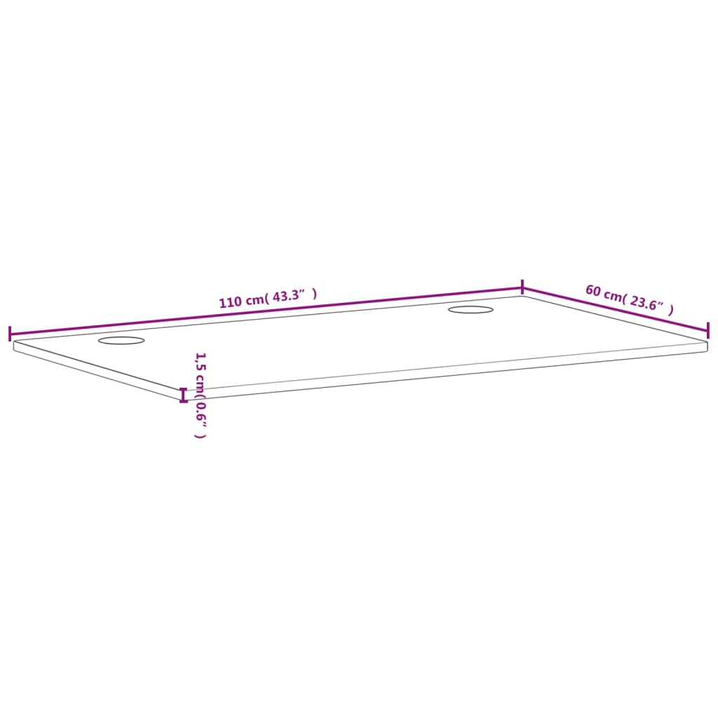 vidaXL Dessus de bureau 110x60x1,5 cm bois massif de hêtre