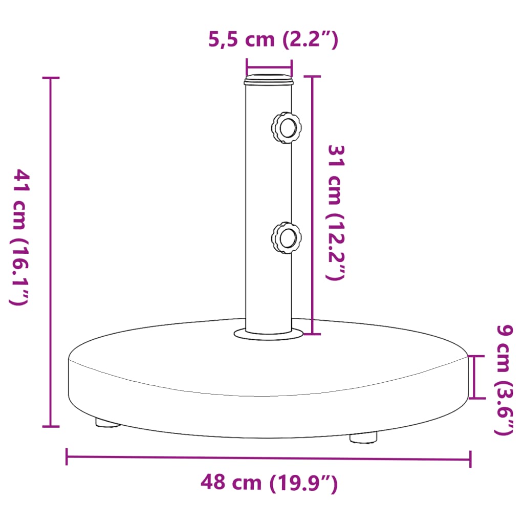 vidaXL Base de parasol pour mâts Ø32/38/48 mm 25 kg rond