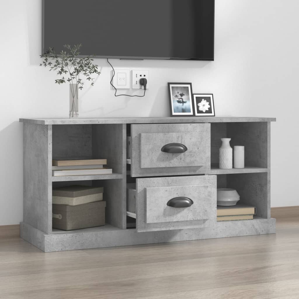 vidaXL Meuble TV gris béton 99,5x35,5x48 cm bois d'ingénierie