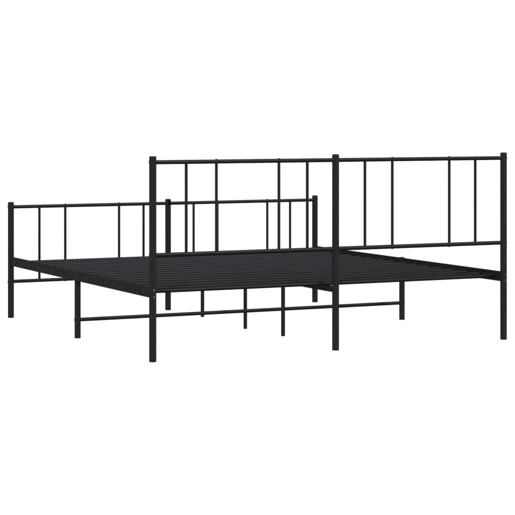 vidaXL Cadre de lit métal sans matelas avec pied de lit noir 193x203cm