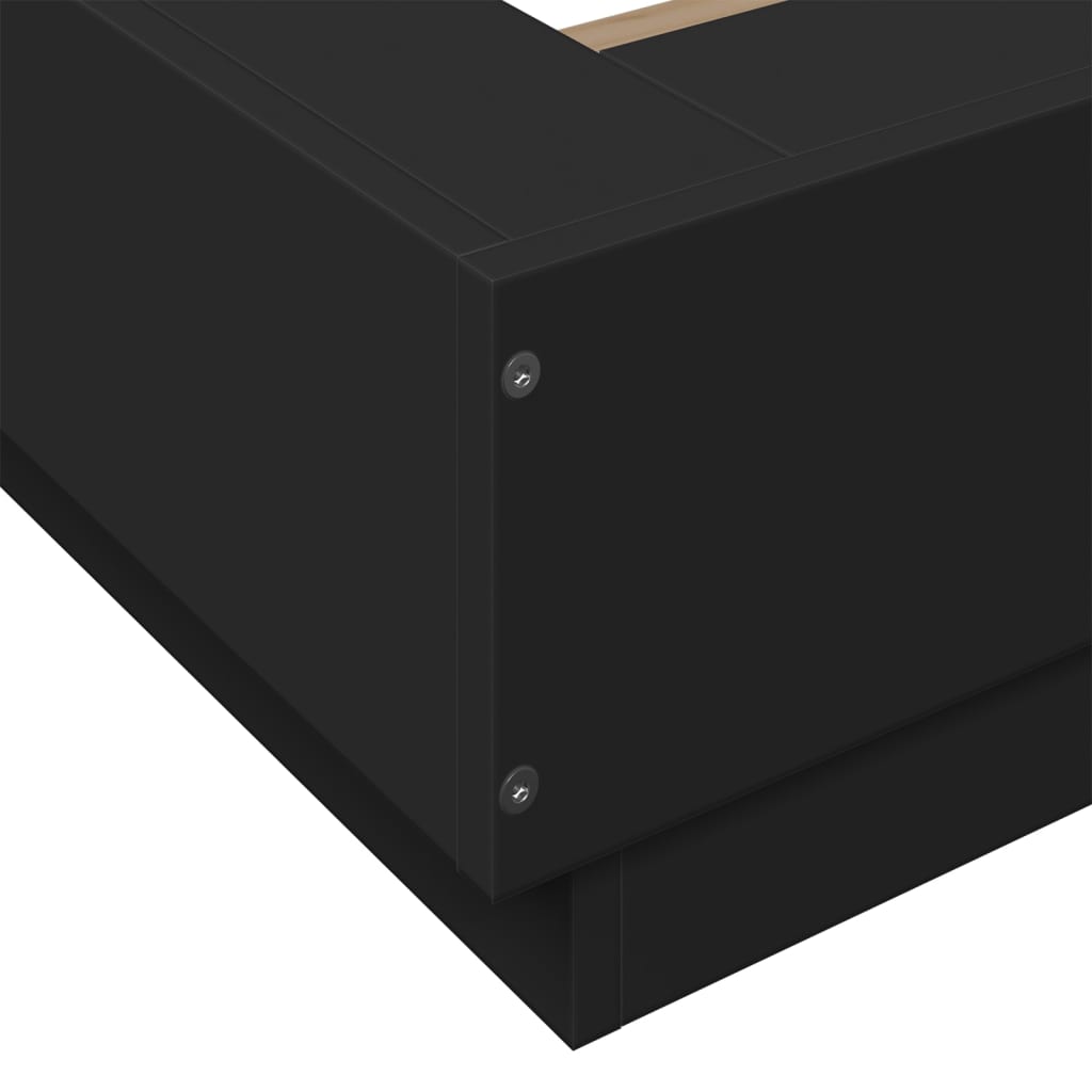 vidaXL Cadre de lit noir 140x190 cm bois d'ingénierie