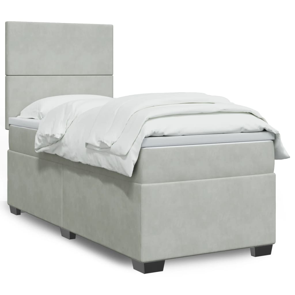 vidaXL Sommier à lattes de lit et matelas Gris clair 90x200 cm Velours