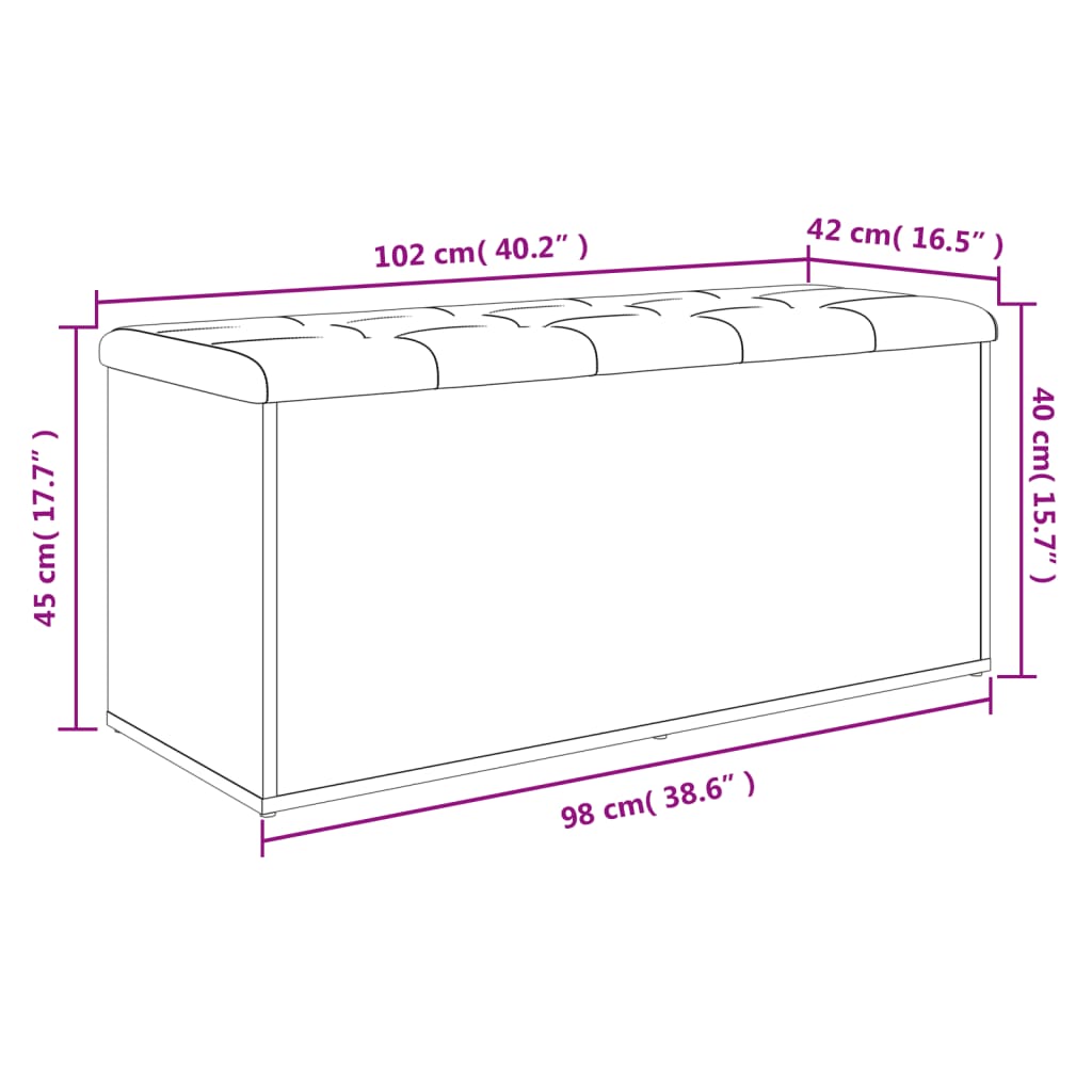 vidaXL Banc de rangement blanc 102x42x45 cm bois d'ingénierie