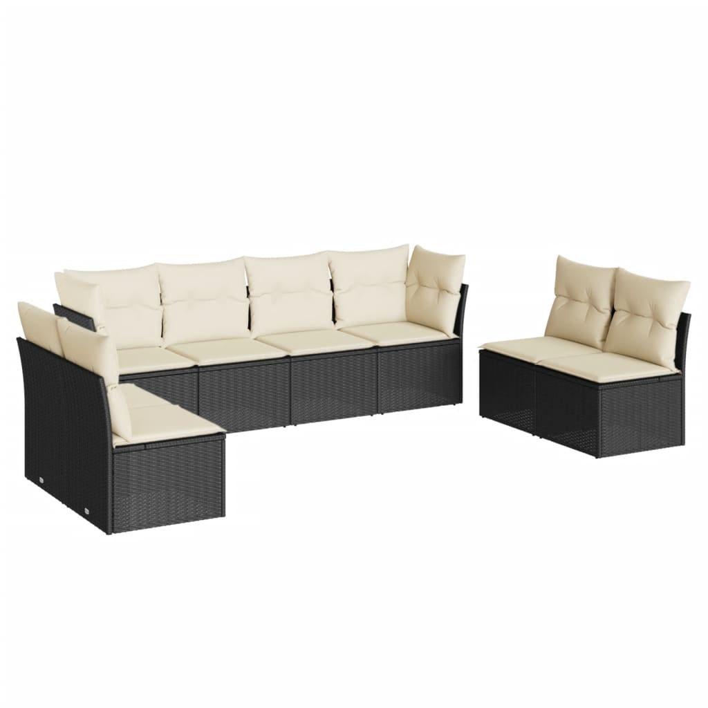 vidaXL Salon de jardin 8 pcs avec coussins noir résine tressée