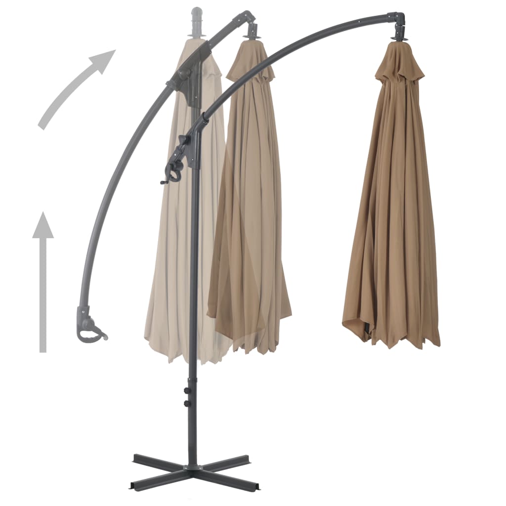 vidaXL Parasol de jardin en porte-à-feux avec poteau en acier taupe