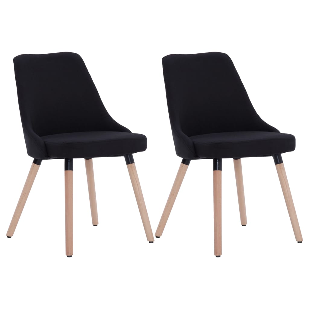 283631 vidaXL Dining Chairs 2 pcs Black Fabric