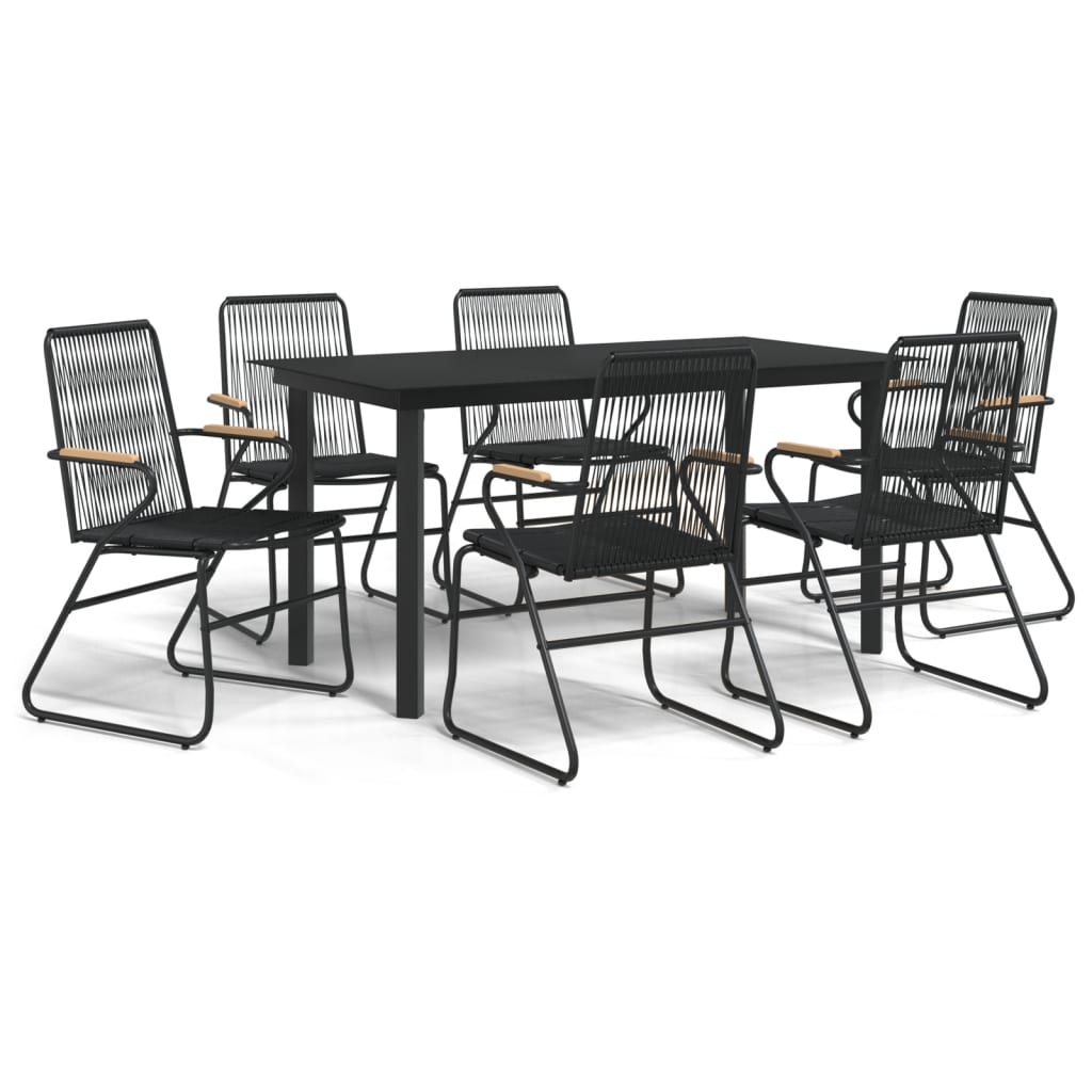 vidaXL Ensemble à manger de jardin 7 pcs Noir Rotin PVC