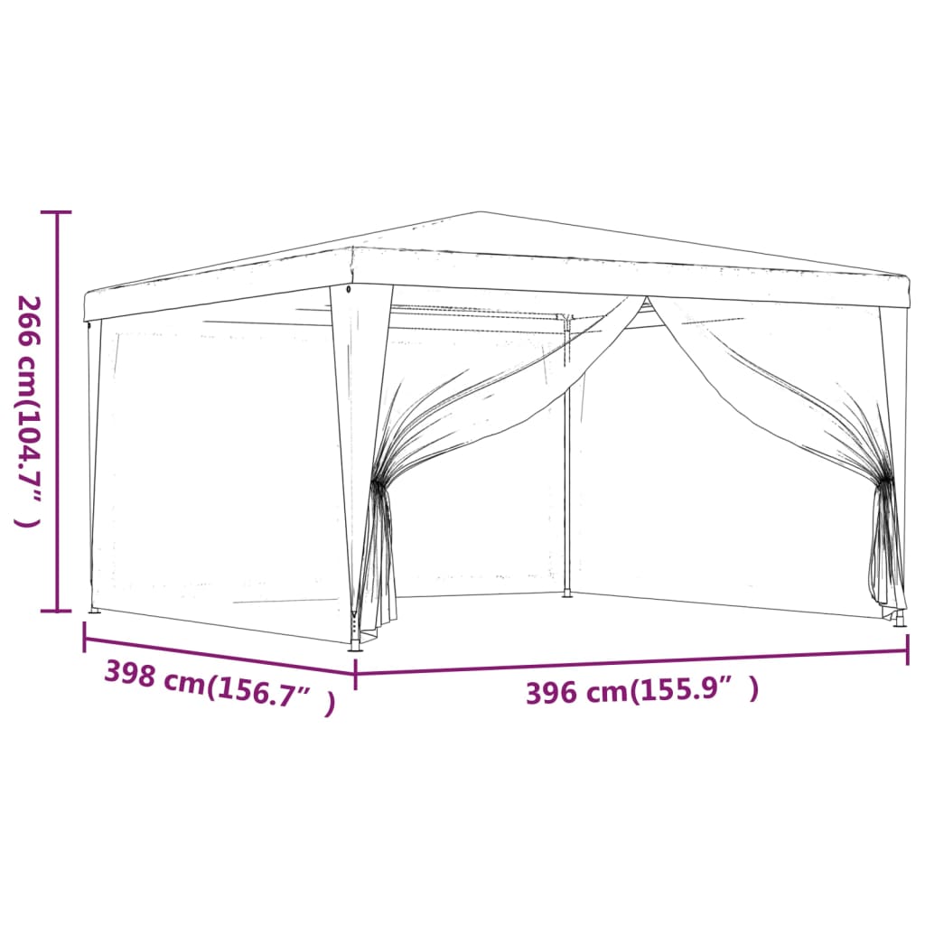 vidaXL Tente de fête avec 4 parois latérales en maille Vert 4x4 m PEHD