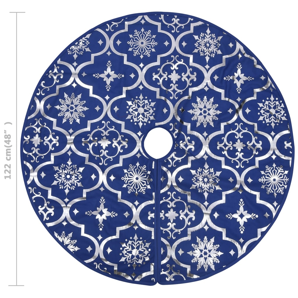 vidaXL Jupe de sapin de Noël de luxe avec chaussette Bleu 122 cm Tissu
