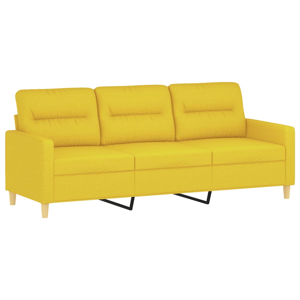 vidaXL Ensemble de canapés 3 pcs avec coussins jaune clair tissu