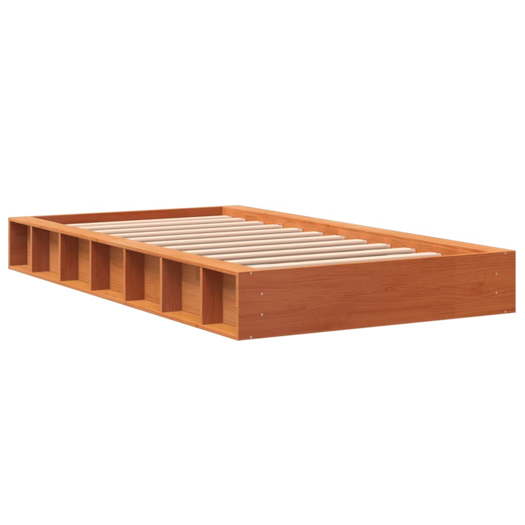 vidaXL Cadre de lit sans matelas cire marron 75x190 cm bois pin massif