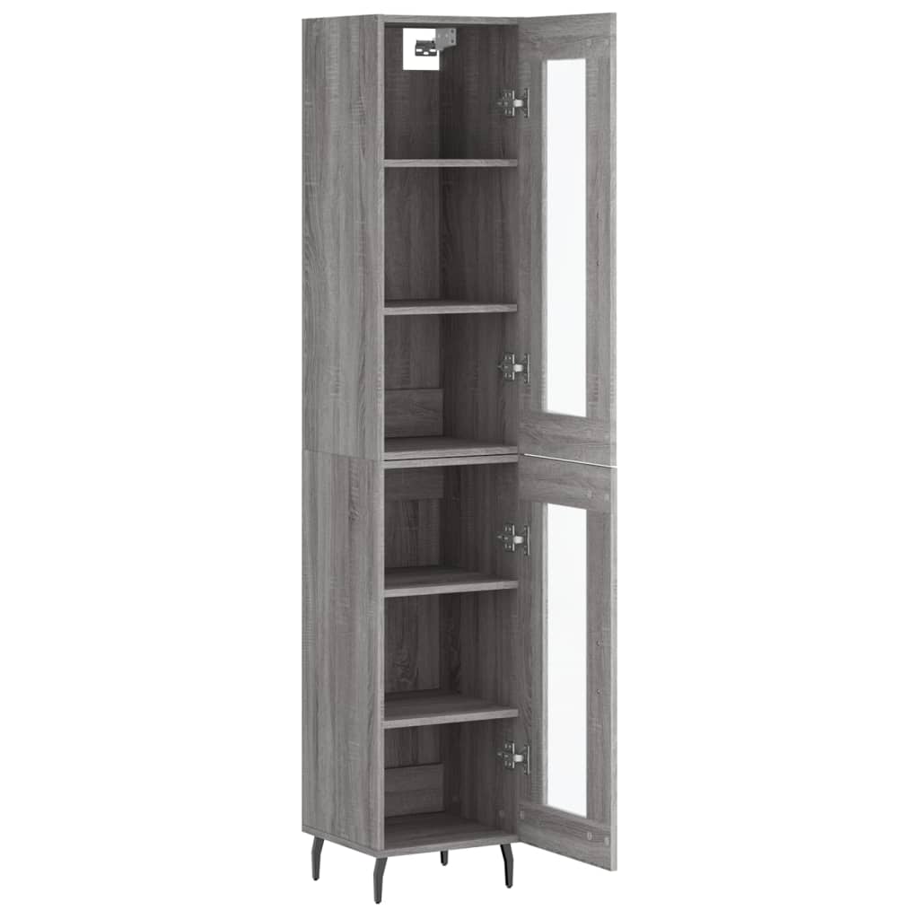 vidaXL Buffet haut Sonoma gris 34,5x34x180 cm Bois d'ingénierie