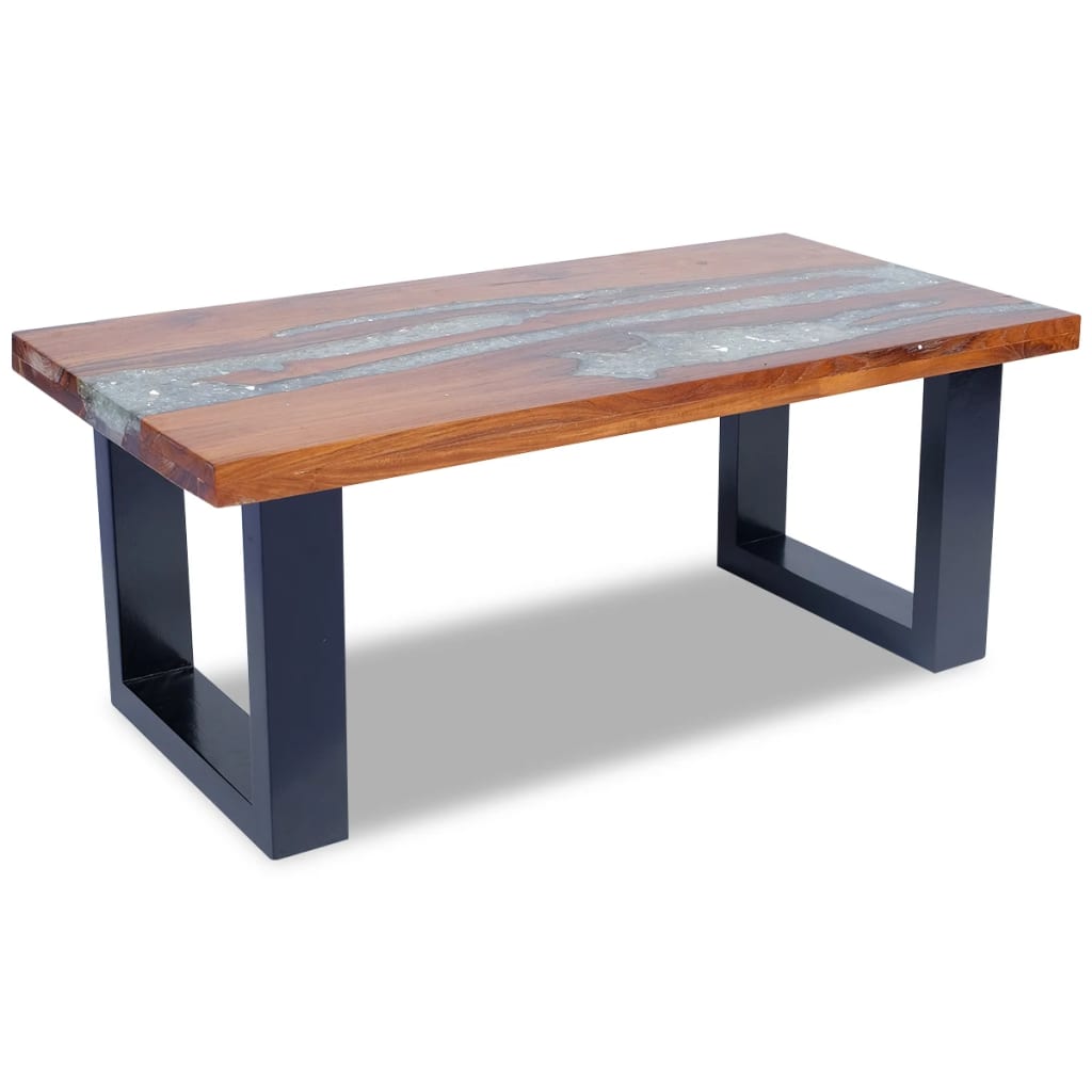 vidaXL Table basse Teck Résine 100 x 50 cm