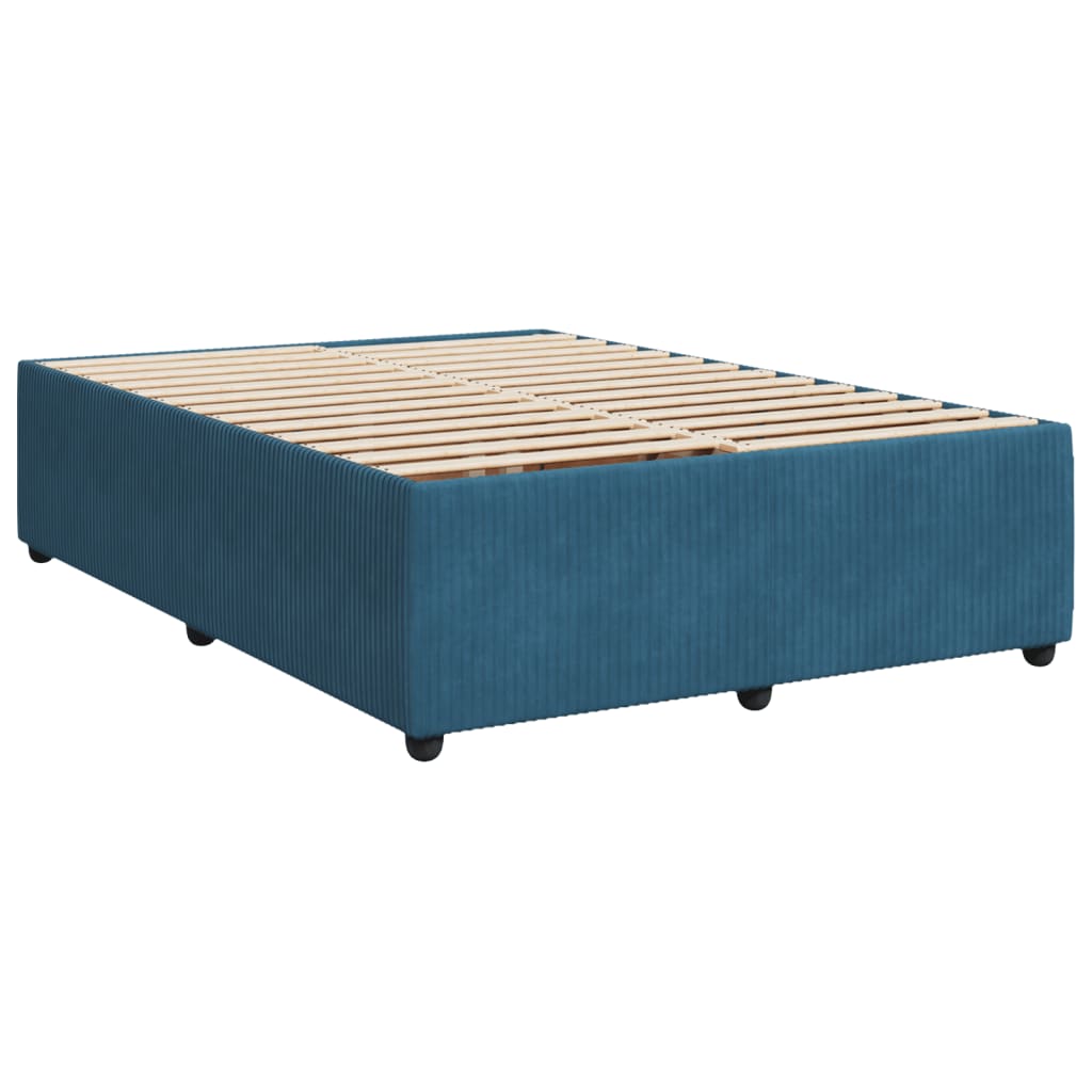 vidaXL Sommier à lattes de lit et matelas bleu 140x190 cm velours