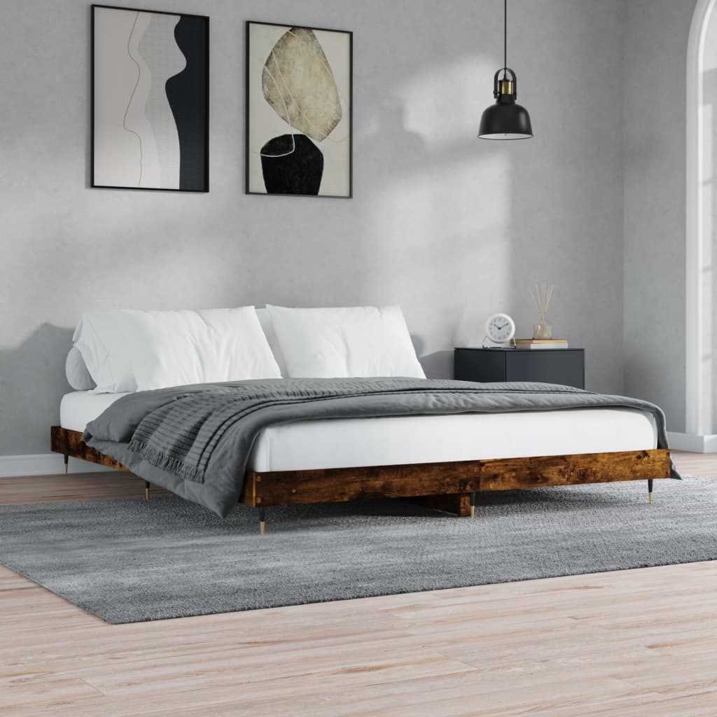 vidaXL Cadre de lit sans matelas chêne fumé 180x200 cm