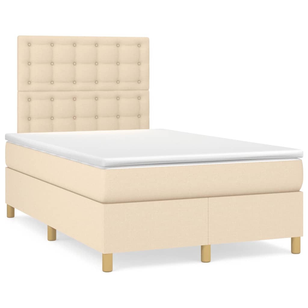 vidaXL Sommier à lattes de lit avec matelas crème 120x190 cm tissu