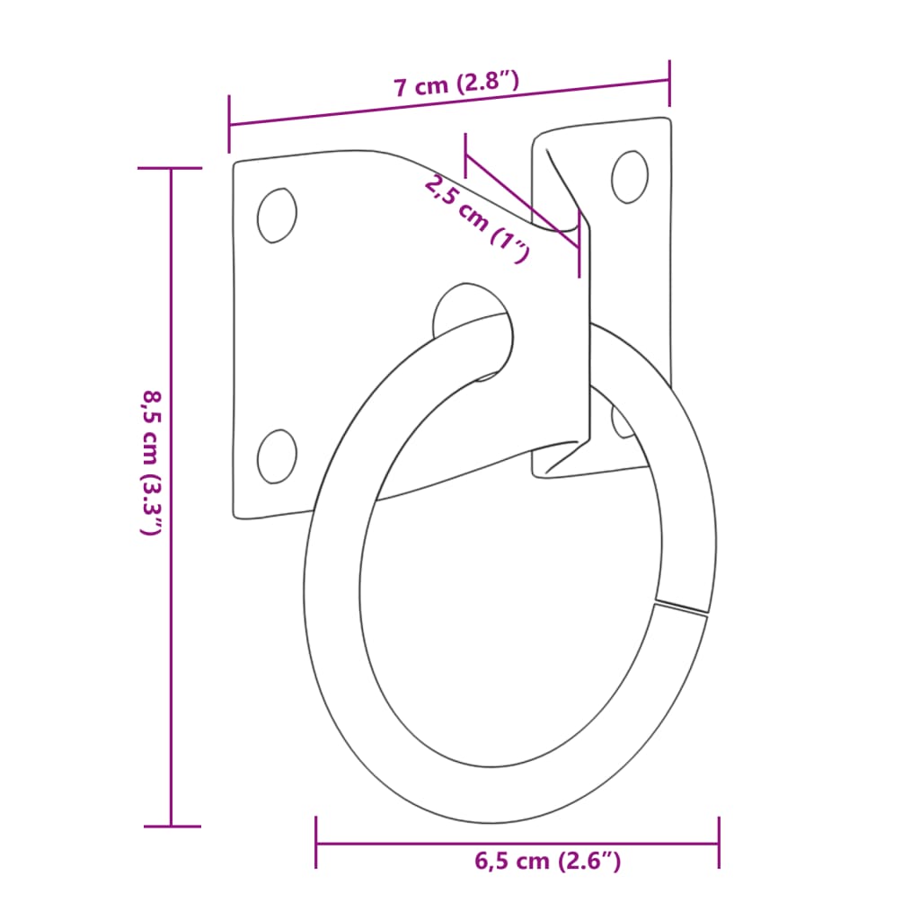 vidaXL Anneaux d'attelage avec plaques 3 pcs argenté acier