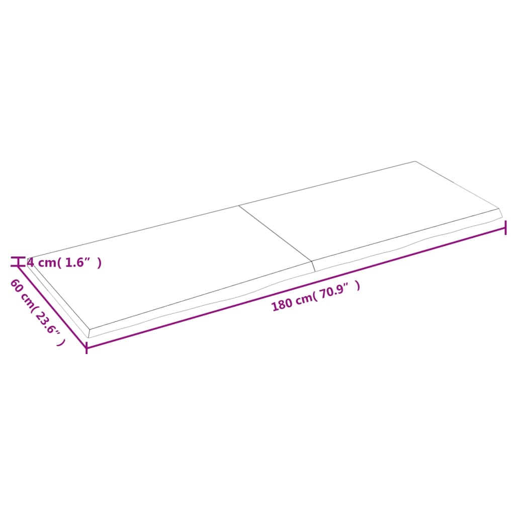 vidaXL Comptoir de salle de bain 180x60x(2-4)cm bois massif non traité