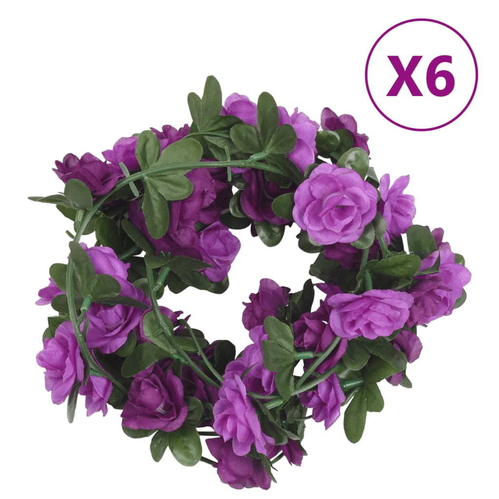 vidaXL Guirlandes de fleurs de Noël 6 pcs violet clair 240 cm