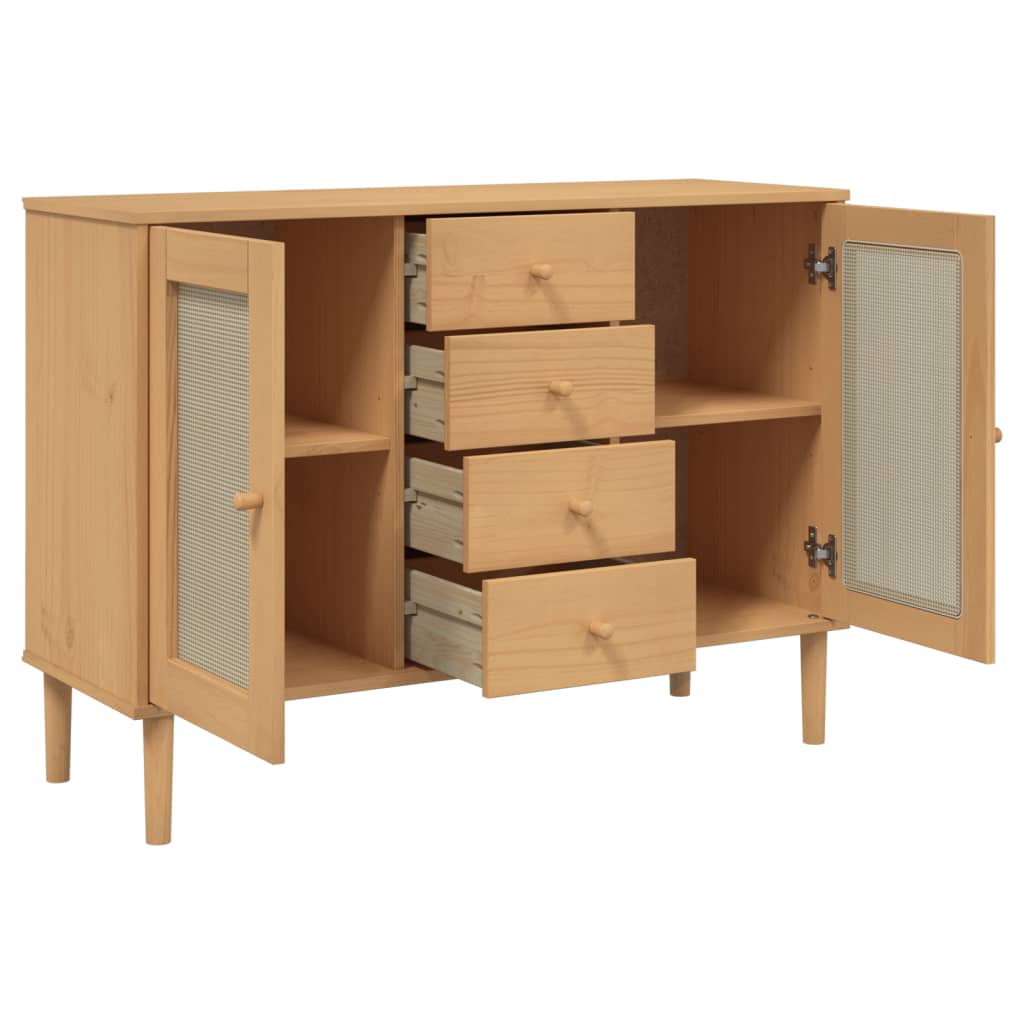 vidaXL Buffet SENJA aspect rotin marron 112x40x80cm bois massif de pin