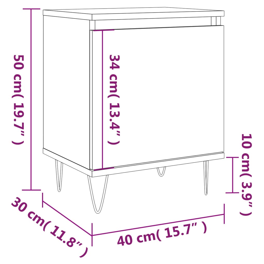 vidaXL Table de chevet chêne sonoma 40x30x50 cm bois d'ingénierie