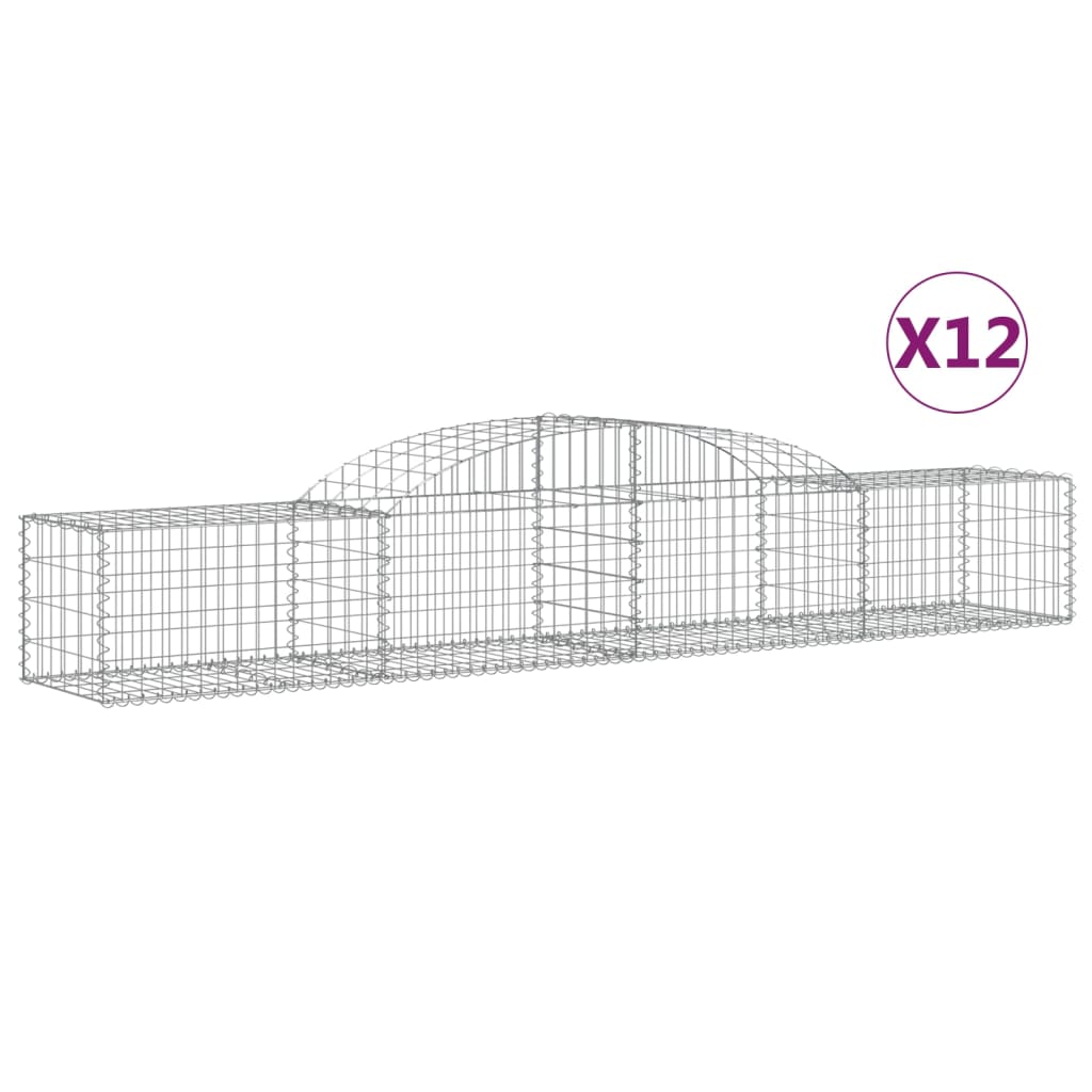 vidaXL Paniers à gabions arqués 12 pcs 300x50x40/60 cm fer galvanisé