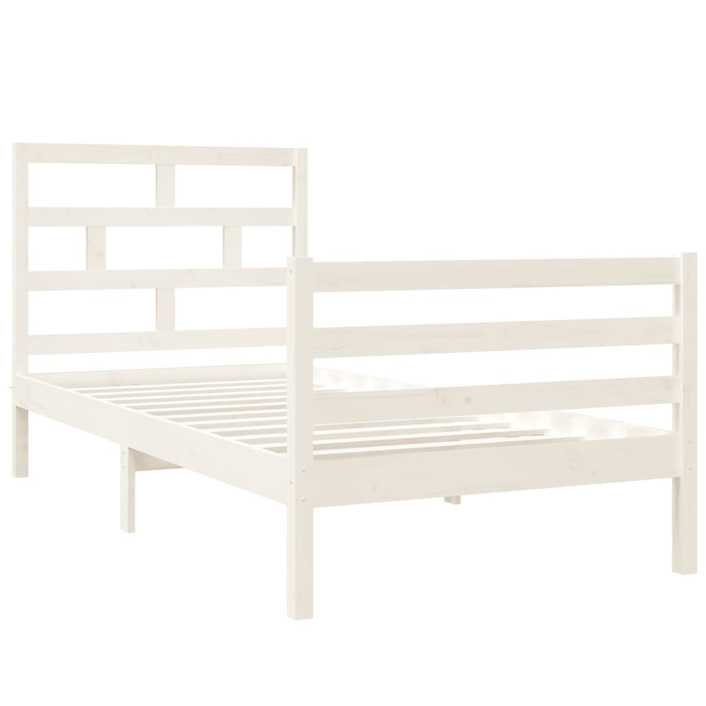 vidaXL Cadre de lit Blanc 90x190 cm Simple Bois massif