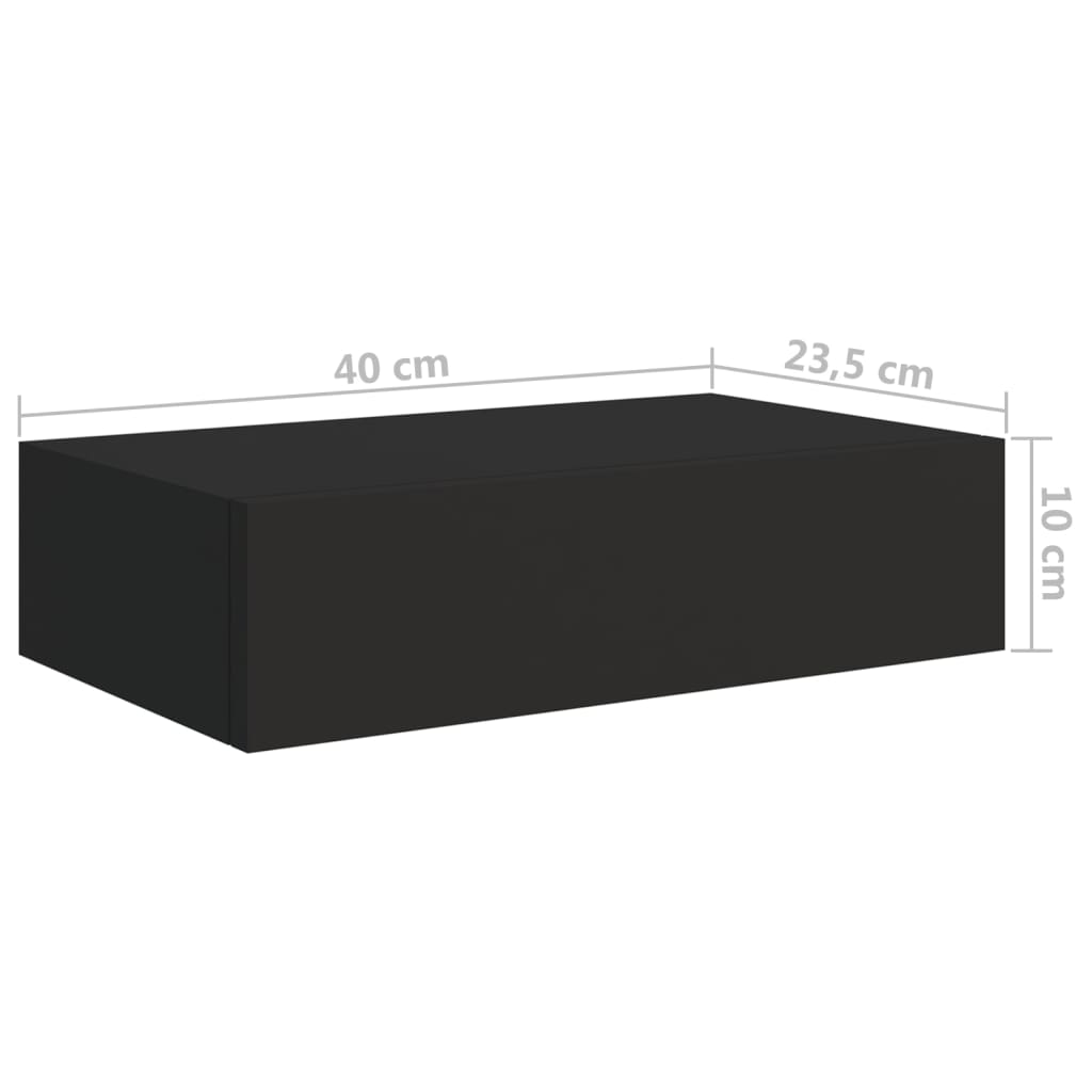 vidaXL Étagères à tiroirs murales 2 pcs noir 40x23,5x10 cm MDF