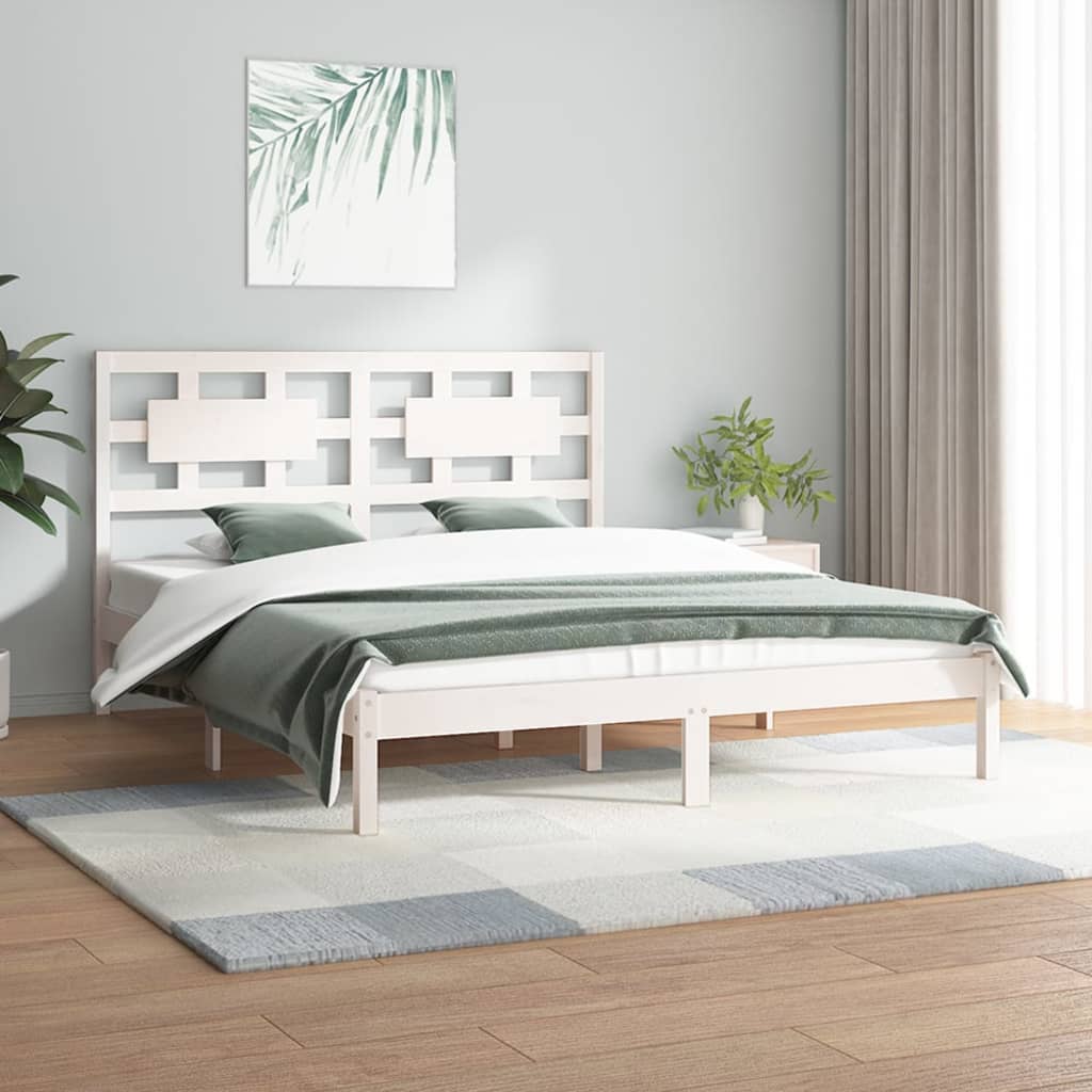 vidaXL Cadre de lit Blanc Bois de pin massif 120x200 cm