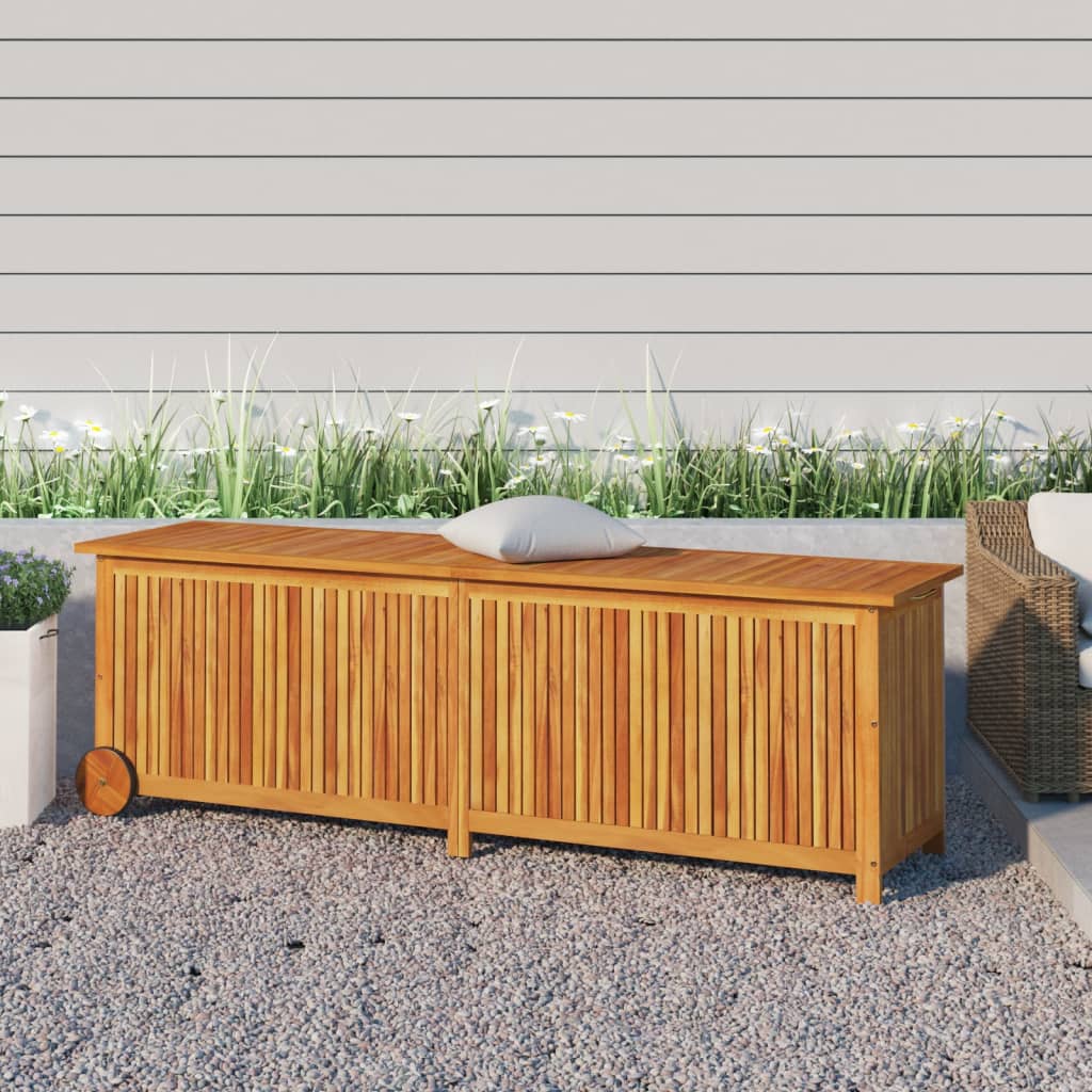 vidaXL Boîte de rangement de jardin avec roues 150x50x58cm bois acacia