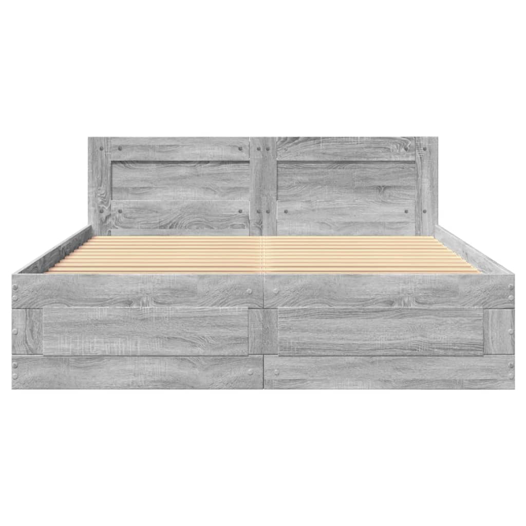 vidaXL Cadre de lit et tête de lit sans matelas sonoma gris 140x190 cm