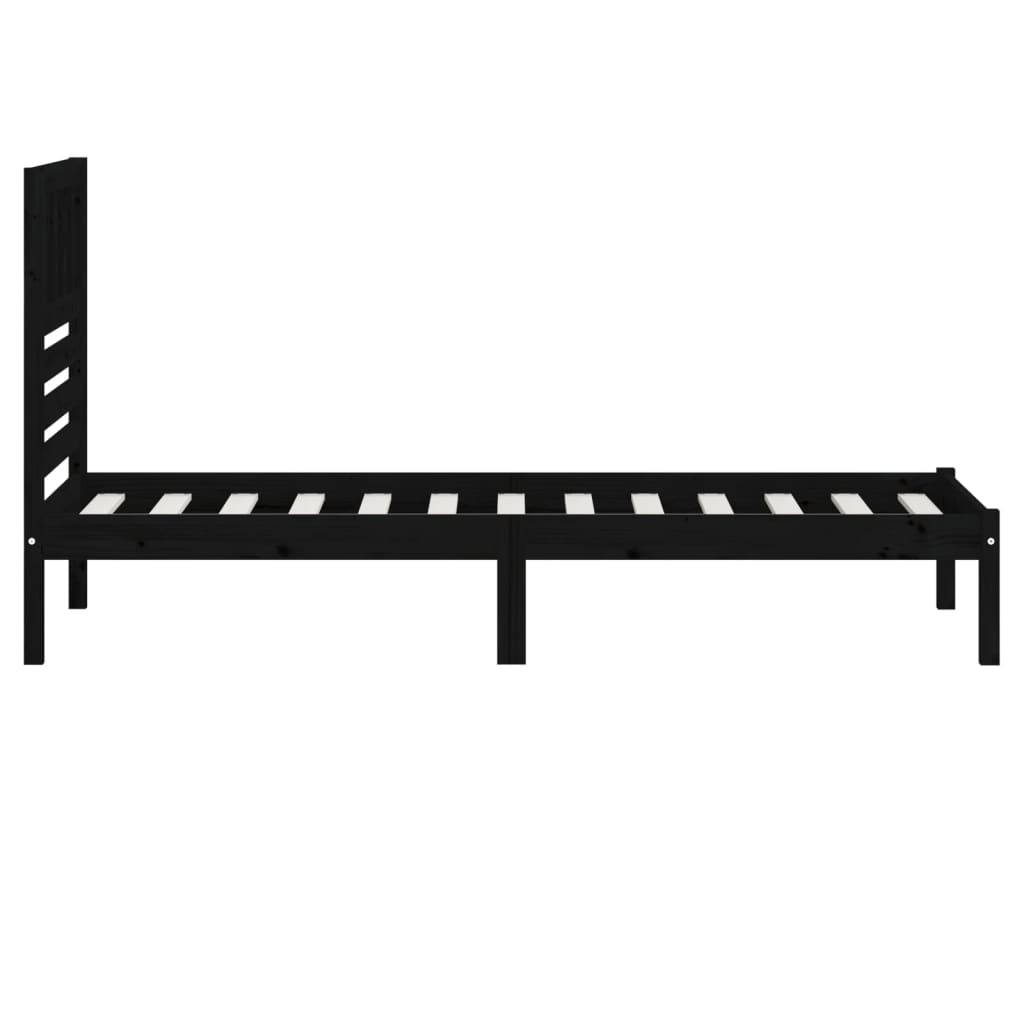 vidaXL Cadre de lit noir 90x190 cm simple bois de pin massif