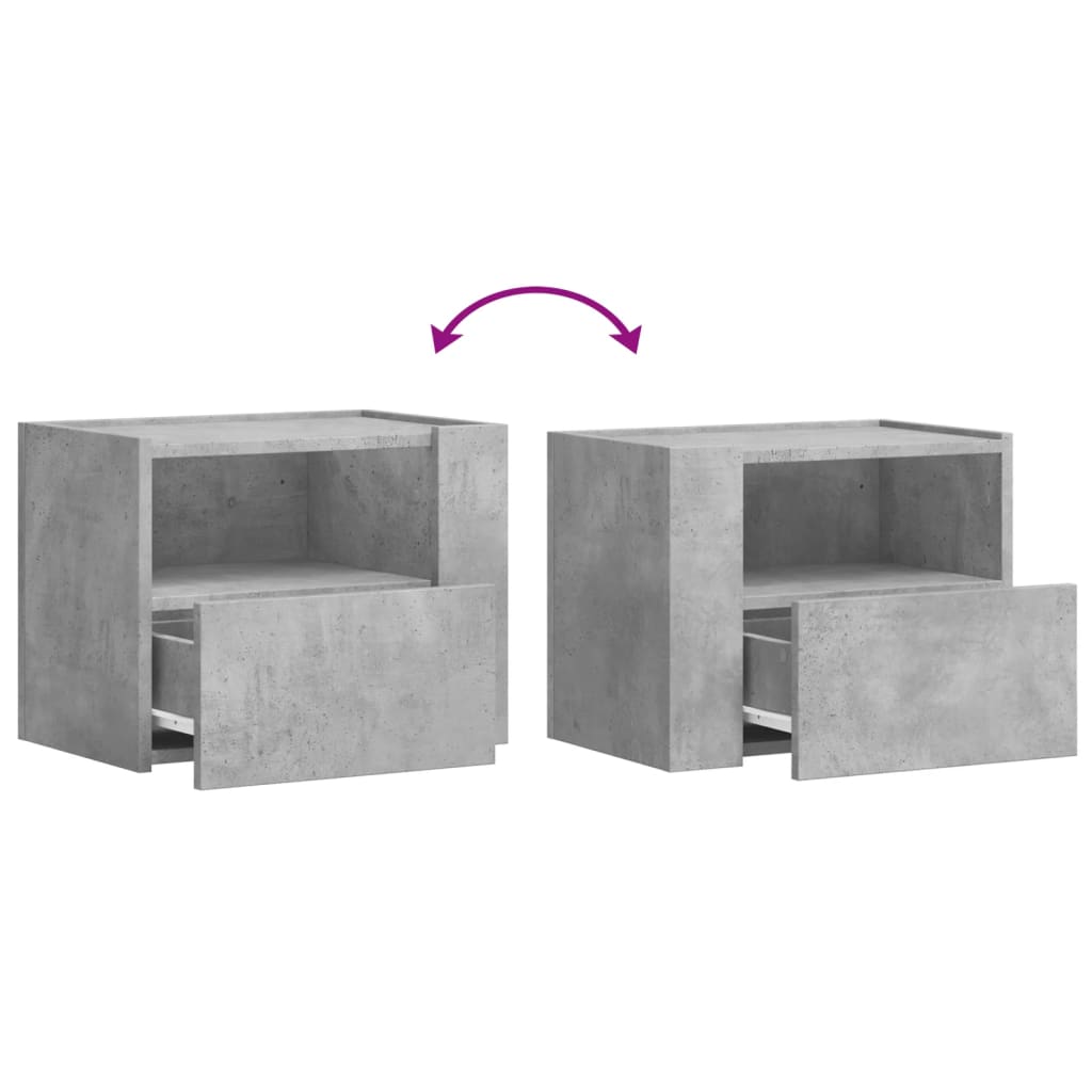 vidaXL Tables de chevet murales 2 pcs gris béton 45x30x35 cm