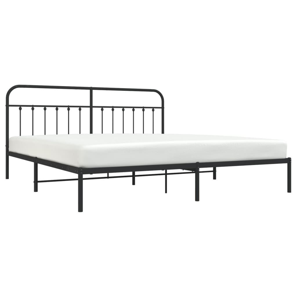 vidaXL Cadre de lit métal sans matelas avec tête de lit noir 193x203cm