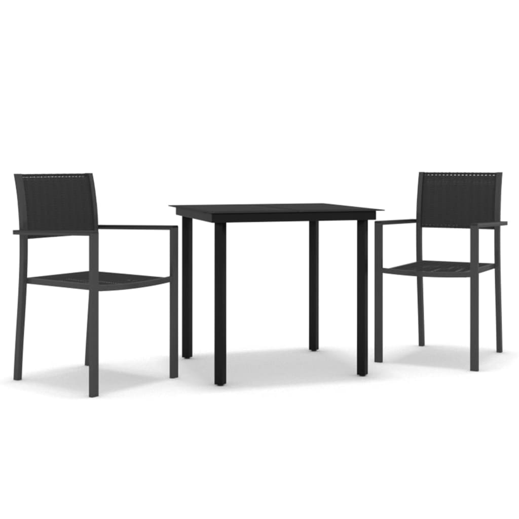 vidaXL Ensemble de salle à manger de jardin 3 pcs Noir