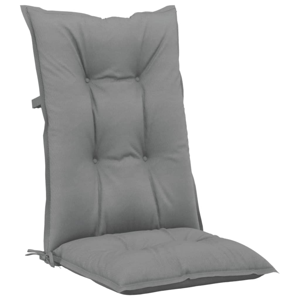 vidaXL Coussins de chaise de jardin à dossier haut lot de 2 gris tissu